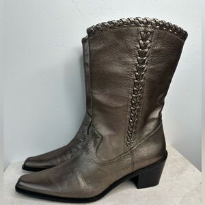 🆕 NWT Stuart Weitzman Western Metallic Leather Boots | Size 7